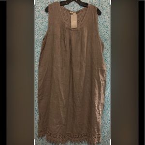 Bellambra Pure Linen Dress w/ accent crochet & eyelet, Size: 2X